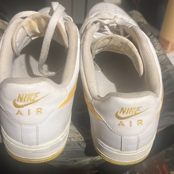 White Nike Air Force 1’s w/ yellow check size 11 - Picture 3 of 5
